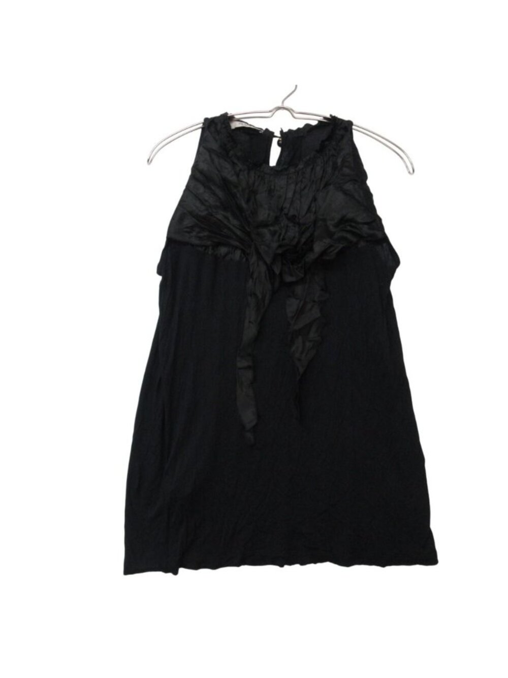Prada Blouse Rayon Silk Gathered Sleeveless Top Black SS